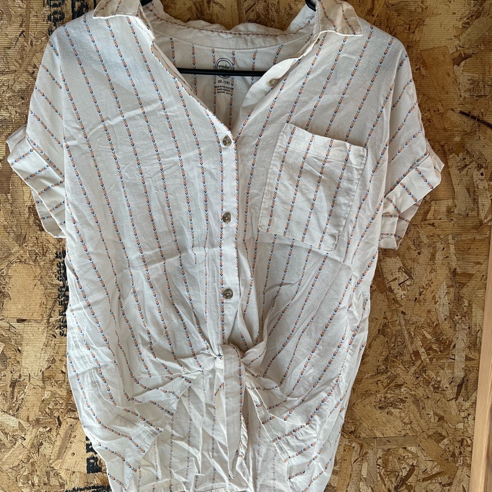 White Striped Button-Up Shirt